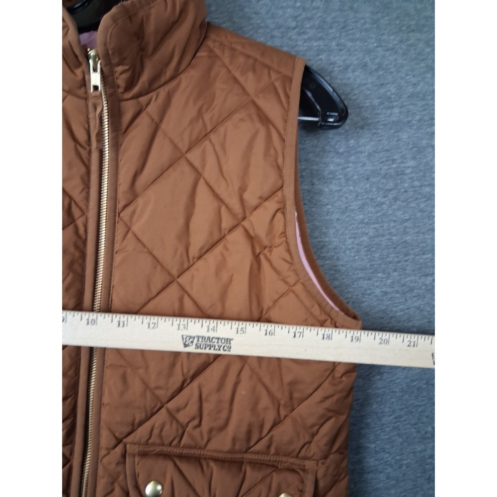 J Crew Womens Jacket S Brown Quilted Vest New England Preppy Equestrian Chic - Picture 2 of 9